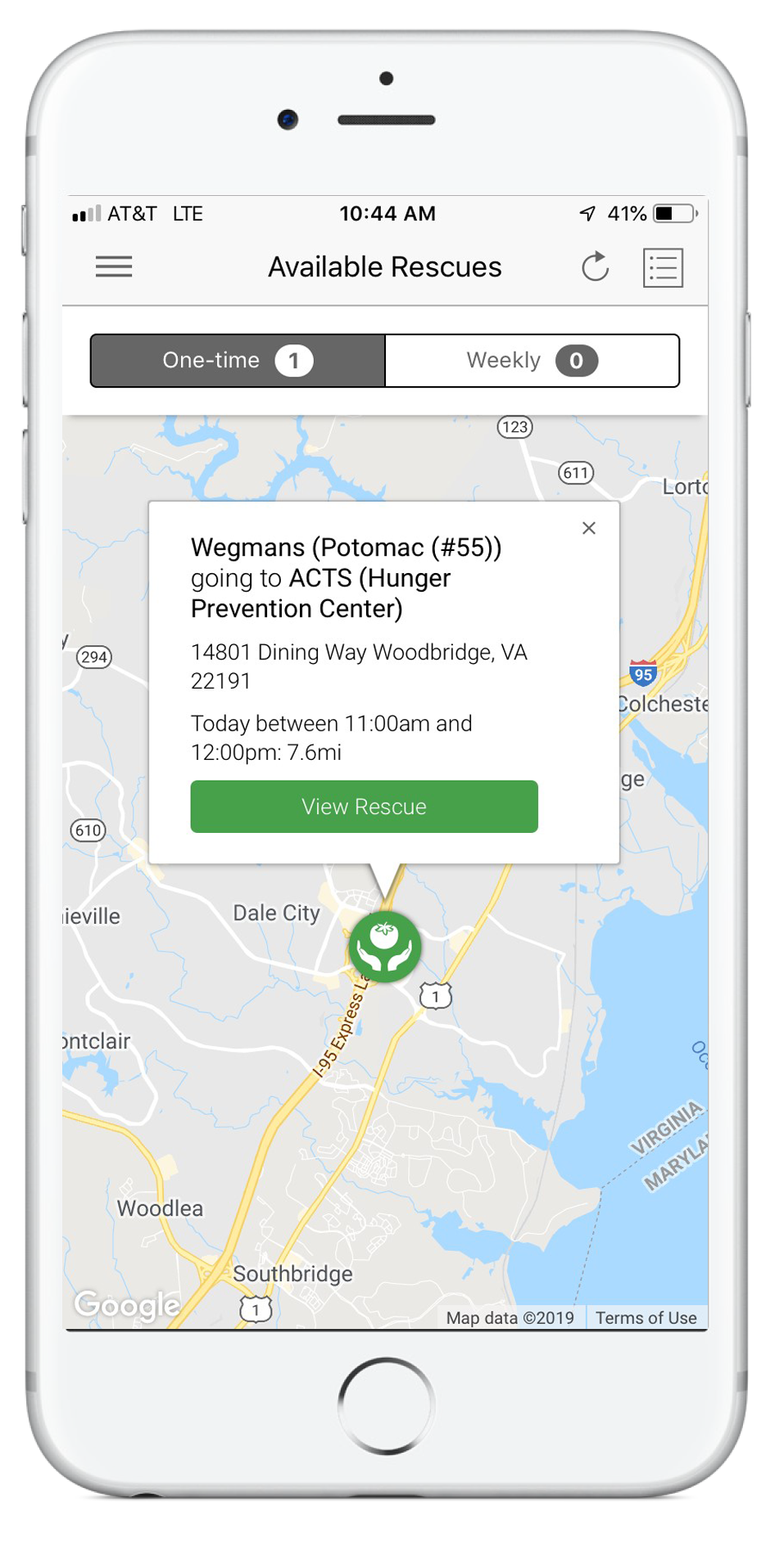 PW Food rescue Phone Application Image